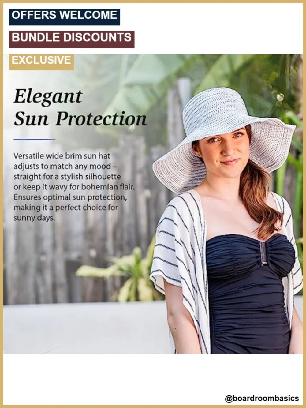 UPF 50+ Packable Adjustable Sun Hat with Wire Brim
